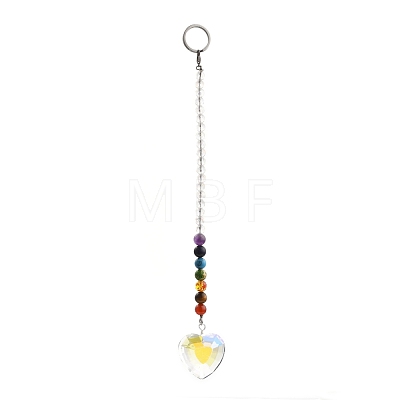 Chakra Heart Crystal Suncatcher Dowsing Pendulum Pendants PALLOY-JF00460-03-1