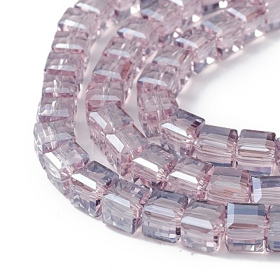 Transparent Electroplate Glass Beads Strands EGLA-F155-PL01-1