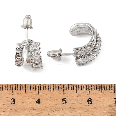 Brass Rhinestone Stud Earrings RB-Z001-01P-1