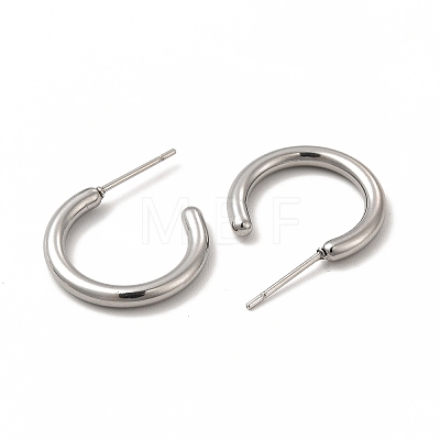 304 Stainless Steel Ring Stud Earrings EJEW-C004-12B-P-1