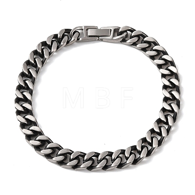 667 Stainless Steel Cuban Link Chains Bracelets for Women Men BJEW-F529-01AS-1
