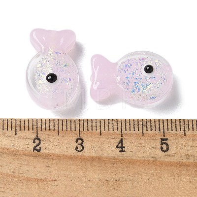 Handmade Foil Lampwork Fish Beads FOIL-Z001-01G-1