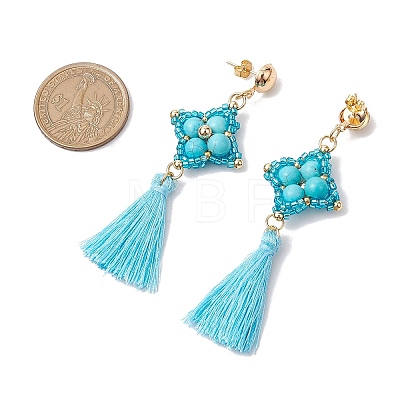 Synthetic Turquoise Stud Earrings EJEW-MZ00282-04-1