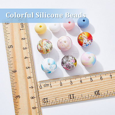 HOBBIESAY 10 Style Food Grade Eco-Friendly Silicone Beads SIL-HY0001-18-1