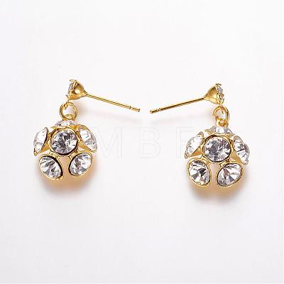 Brass Cubic Zirconia Stud Earrings EJEW-P106-08-1