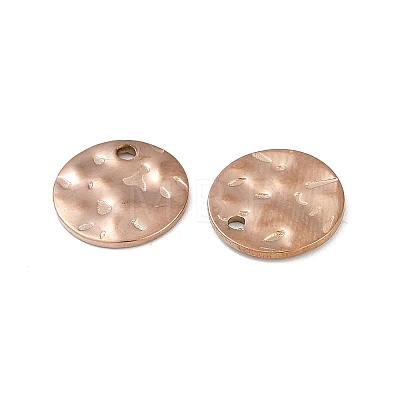 304 Stainless Steel Textured Disc Charms STAS-Q336-11C-RG-1