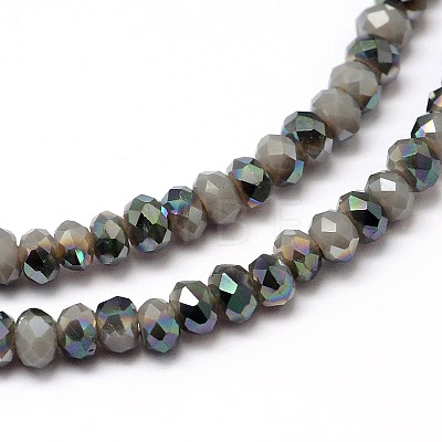 Faceted Rondelle Half Rainbow Plated Electroplate Glass Beads Strands X-EGLA-M006-2mm-A12-1
