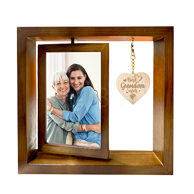Double Sided Wooden Rotating Photo Frames with DIY Word Grandma Heart DJEW-WH0056-003-1
