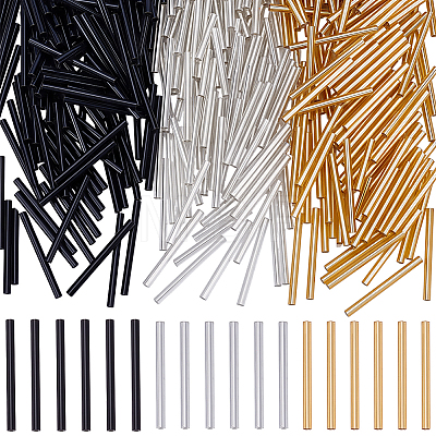 600Pcs 3 Colors Glass Bugle Beads SEED-ME0001-25-1