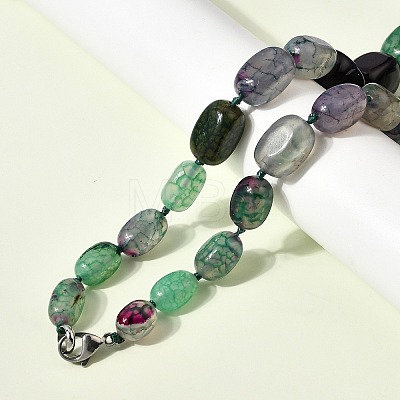 Dyed Natural Agate Cuboid Graduated Beaded Necklaces with Alloy Clasps NJEW-C113-01F-1