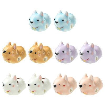 15Pcs 5 Colors Handmade Porcelain Beads PORC-CJ0001-57-1