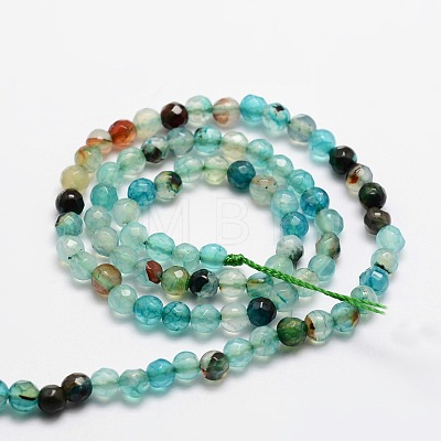 Faceted Natural Agate Round Beads Strands G-E318C-4mm-10-1