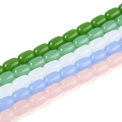Imitation Jade Glass Beads Strands GLAA-N058-6x9mm-C01-1