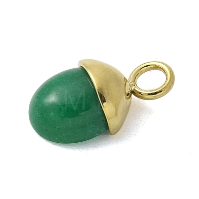 304 Stainless Steel Natural Green Onyx Agate(Dyed & Heated) Pendants STAS-L277-07G-05-1