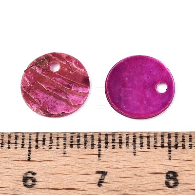 Spray Painted Natural Akoya Shell Disc Charms SHEL-N038-22-1