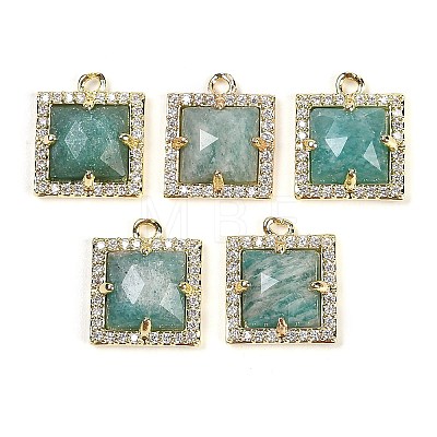 Natural Amazonite Faceted Square Charms G-I375-06G-04-1