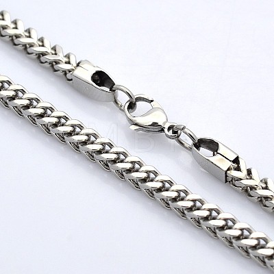 Boy's 304 Stainless Steel Long Wheat Chain Necklaces NJEW-L095-04-1