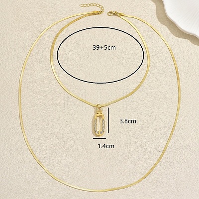 304 Stainless Steel Geometric Hollow Oval Pendant Double Layer Necklaces for Women Casual and Daily Wear DM5109-1