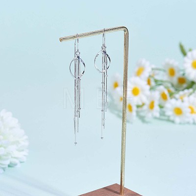 Anti-Tarnish Rhodium Plated 925 Sterling Silver Teardrop with Chain Tassel Dangle Earrings JE1044A-1