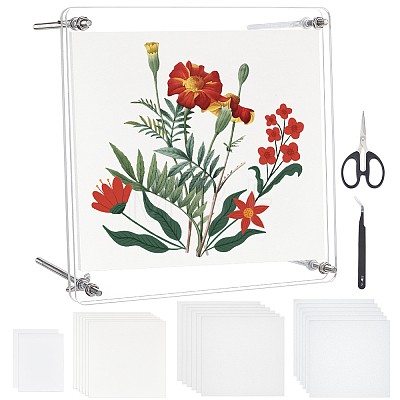 BENECREAT Square Transparent Acrylic Flower Press Plates DIY-BC0012-68-1