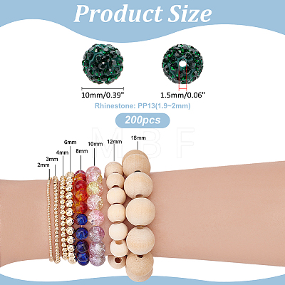 200Pcs Pave Disco Ball Beads RB-PH0001-41J-1