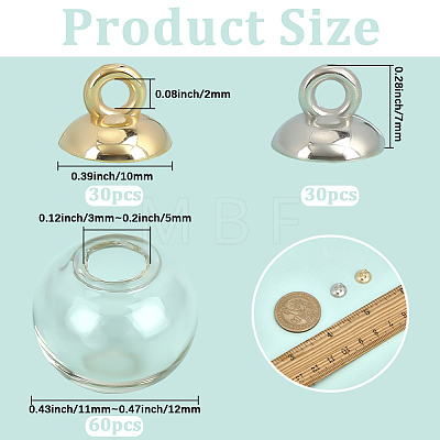 60Pcs Round Mechanized One Hole Blown Glass Globe Ball Bottles BLOW-PA0001-03B-1