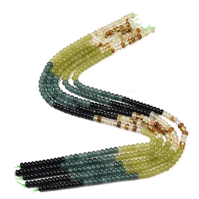 Watermelon Stone Glass & Dyed Natural White Jade Beads Strands G-Z135-C03-1