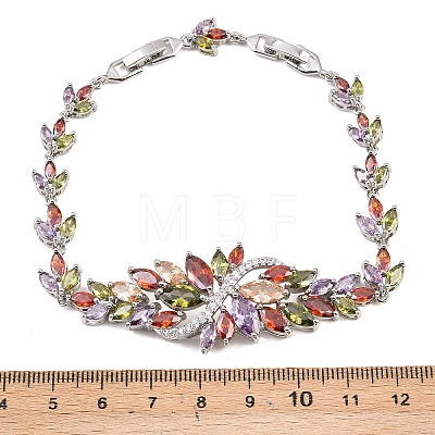 Platinum Tone Brass Micro Pave Cubic Zirconia Tennis Bracelets BJEW-B160-06P-1