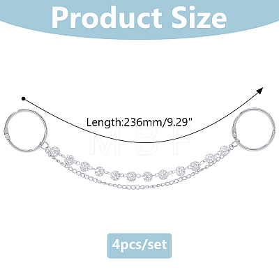 4Pcs Handmade Polymer Clay Rhinestone Bead with 304 Stainless Steel Curb Chain Boot Strap Chains HJEW-HY00194-1