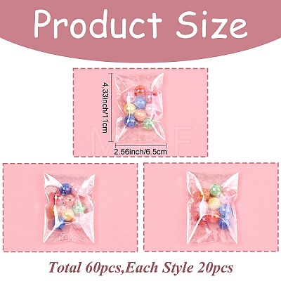 60Pcs 3 Styles Laser OPP Plastic Bags ABAG-YW0001-20-1