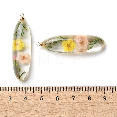 Inner Dried Flower Transparent Resin Pendants RESI-A043-01B-1