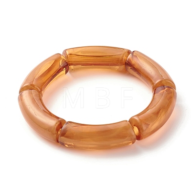 Chunky Acrylic Tube Beads Stretch Bracelets Set for Girl Women BJEW-JB07319-1