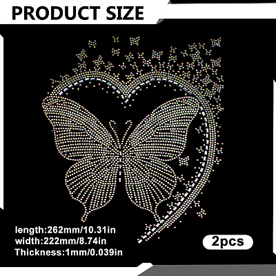 Butterfly Glitter Hotfix Resin Rhinestone DIY-WH0899-976-1