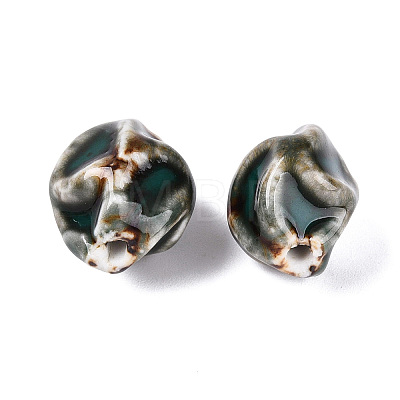 Vintage Handmade Porcelain Wrinkle Beads PORC-Q006-09G-1