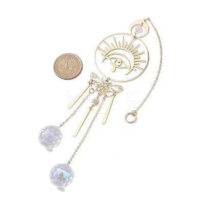 Brass Butterfly Eye Pendant Decoration HJEW-TA00225-1