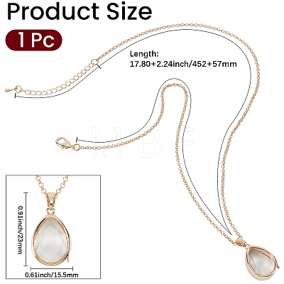 1Pc Alloy Glass Photo Frame Living Memory Floating Locket Pendant Rolo Chain Necklaces for Women NJEW-BM0001-01B-1