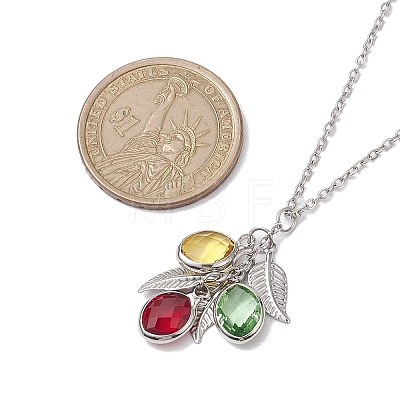 Stainless Steel and Glass Pendants Necklaces NJEW-JN04701-1