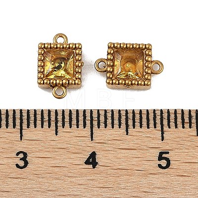 Ion Plating(IP) 304 Stainless Steel Cubic Zirconia Square Links Connector Charms STAS-K256-24G-09-1