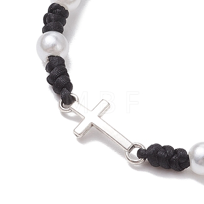 Cross Alloy Link Bracelets BJEW-JB11528-01-1