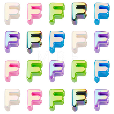 20Pcs UV Plating Opaque Acrylic European Beads OACR-TADJ0001-16F-1