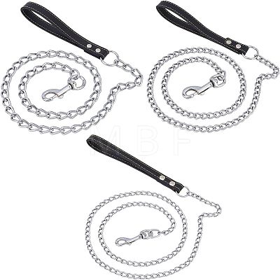 CHGCRAFT 3Pcs 3 Style Iron Curb Chains & PU Leather Handles Ropes AJEW-CA0001-69-1