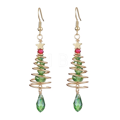 Copper Wired Glass Dangle Earrings EJEW-JE05917-1