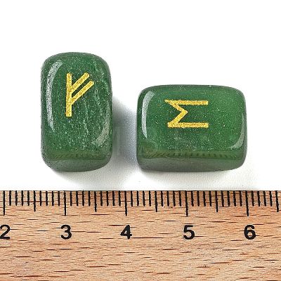 Rectangle Natural Green Aventurine Rune Stones G-Z059-01O-1