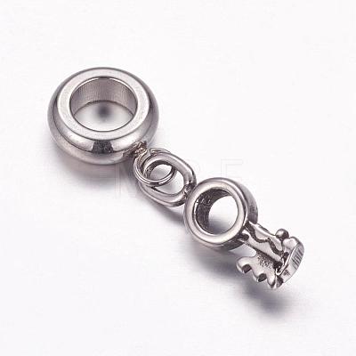 304 Stainless Steel European Dangle Charms OPDL-G006-14AS-1
