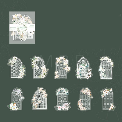 Window & Flower Paper Stickers Set DIY-G120-02B-1