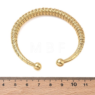 Brass Coiled Wire Cuff Bangles for Women BJEW-C157-02G-1