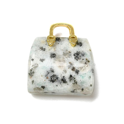 Natural Sesame Jasper Brass Pendants KK-E274-01G-23-1