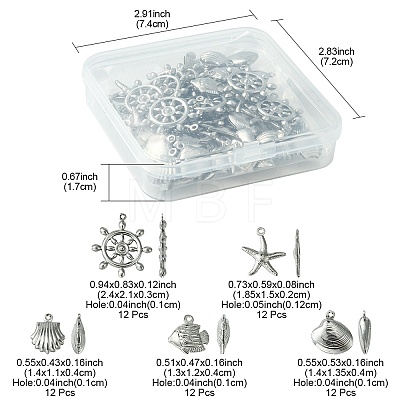 60Pcs 5 Styles Stainless Steel Charms STAS-FS0001-46-1