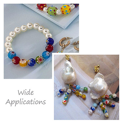 Yilisi 200Pcs 10 Colors Round Millefiori Glass Beads LK-YS0001-01-1