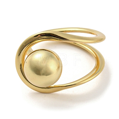Round Ball Rack Plating Brass Wire Wrap Finger Rings RJEW-Q786-01G-1